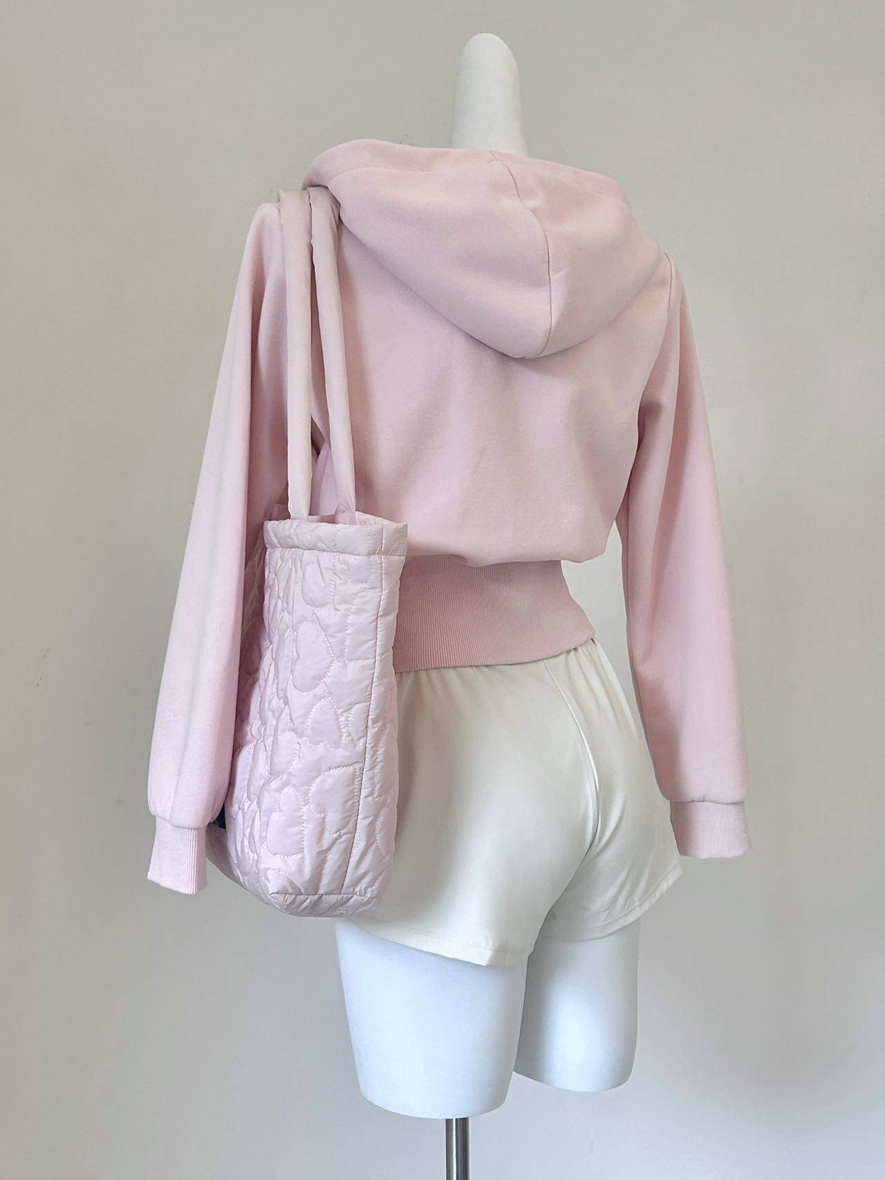 3 Piece Women Yoga Set Cropped Hoodie + Sports Tank with Pads + Ruched Shorts Pink Workout Outfit